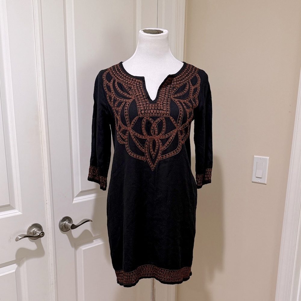 Gretchen Scott Designs Cortina Pashmina Viscose Embroidered Tunic Dress Size Xs